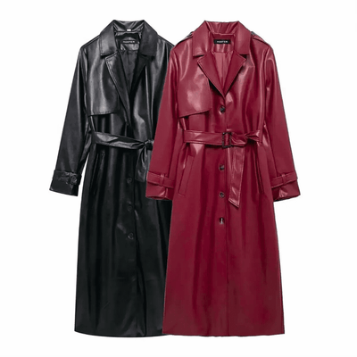 Classic Faux Leather Trench