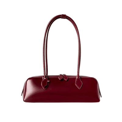 Leather Barrel Shoulder Bag – Minimalist East-West Handbag