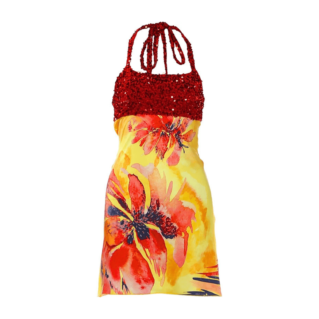 Tropical Sunset Sequin Mini Dress