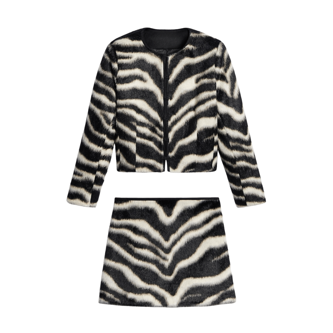 Zebra Print Faux Fur Set