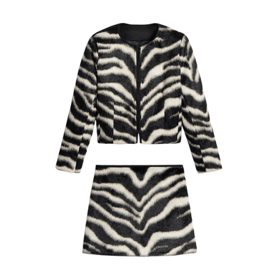 Zebra Print Faux Fur Set