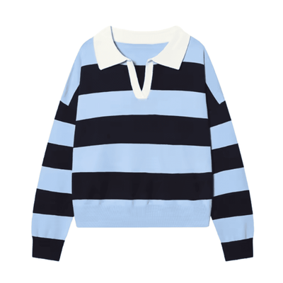 Striped V-Neck Knit Sweater