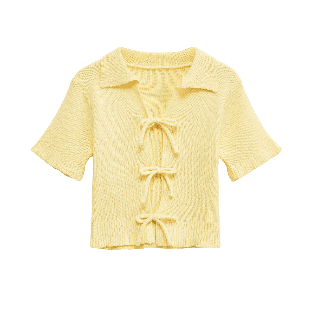 Ribbed Bow Front Top