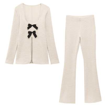 Bow Knit Flared Pant Set