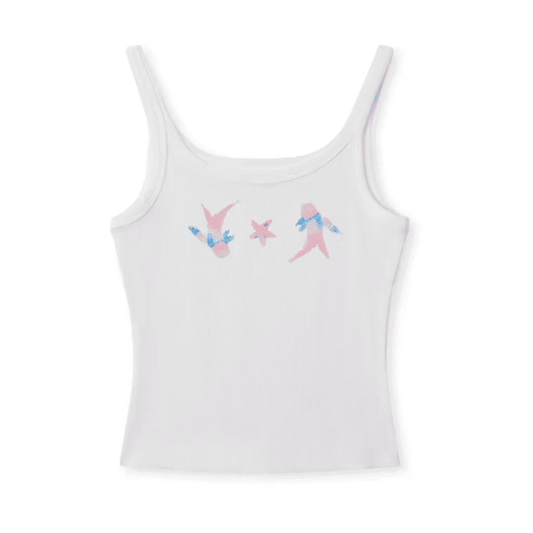 Embroidered Cotton Ribbed Tank Top