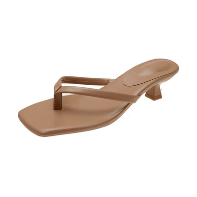 Square Toe Thong Heel Sandals