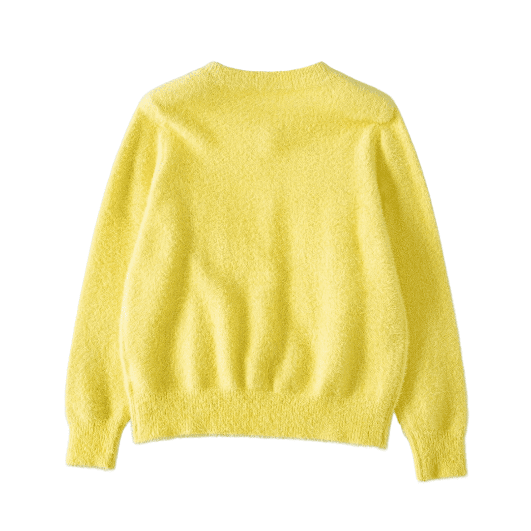 Heart Button Fuzzy Knit Cardigan