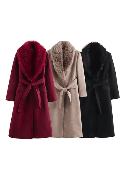 Faux-Fur Collar Wool Coat