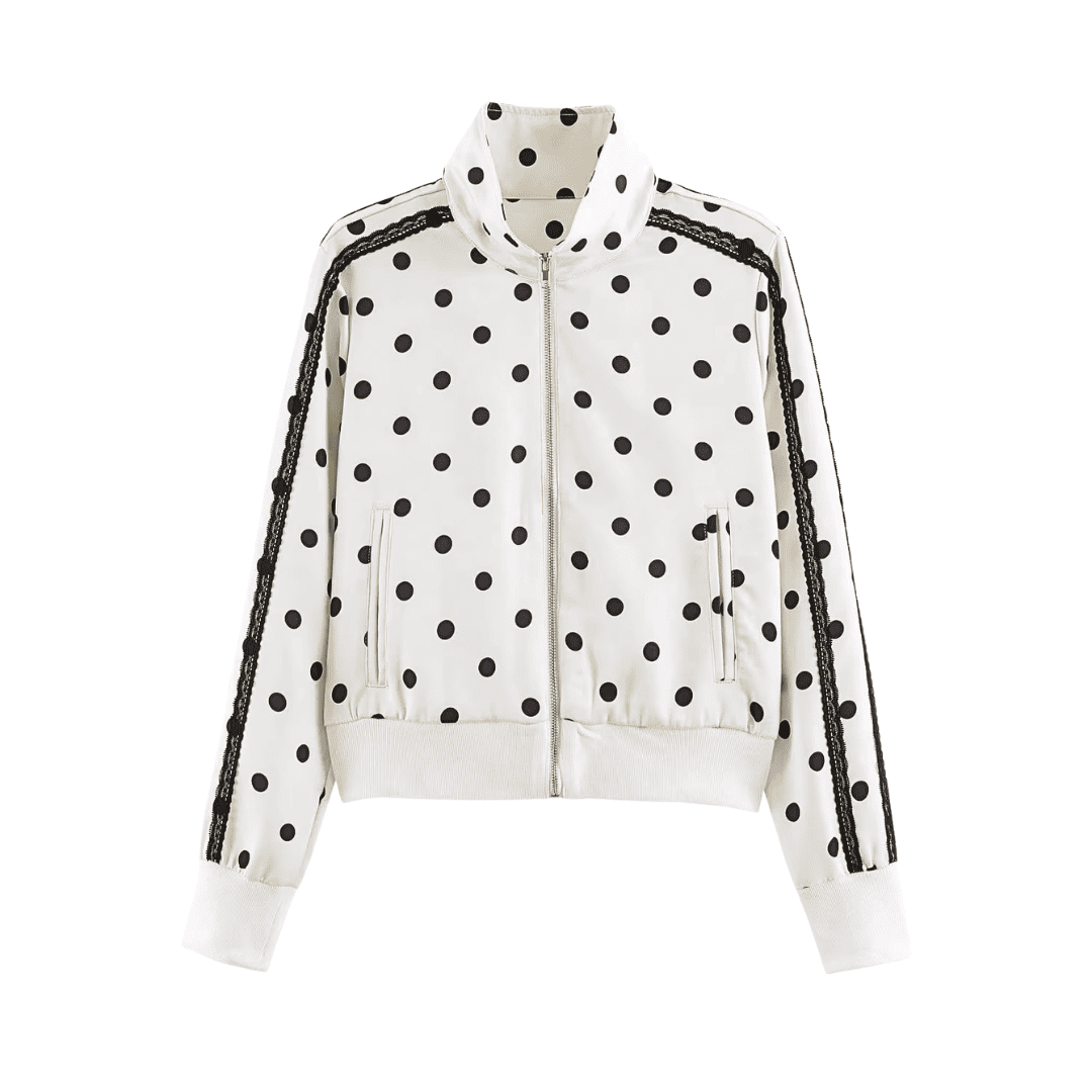 Polka Dot Lace-Trim Tracksuit