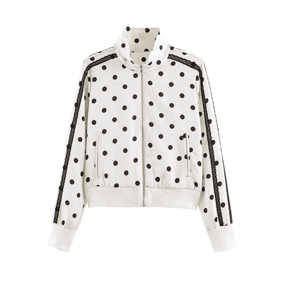 Polka Dot Lace-Trim Tracksuit