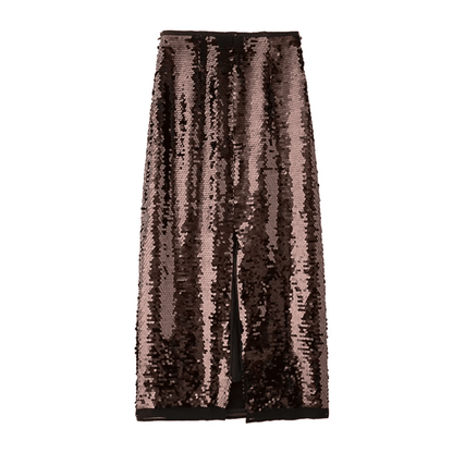 Brown Sequin High-Slit Midi