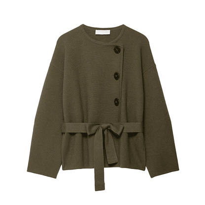 Olive Belted Knit Cardigan Jacket
