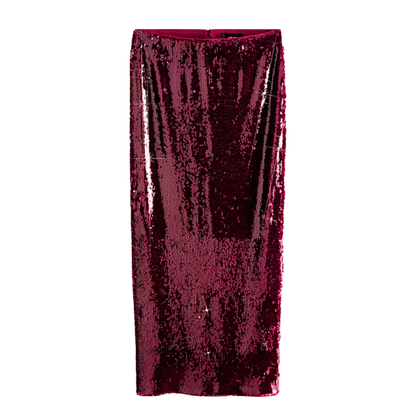 Burgundy Sequin Pencil Skirt