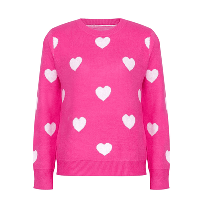 Pink Heart Knit Sweater