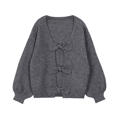 Bow Detail Knitted Oversize Sweater