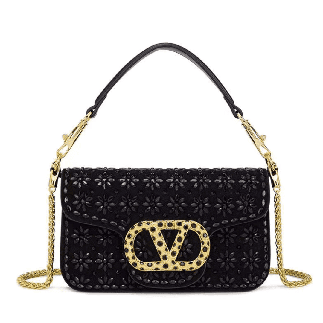 Embellished Floral Leather Handbag