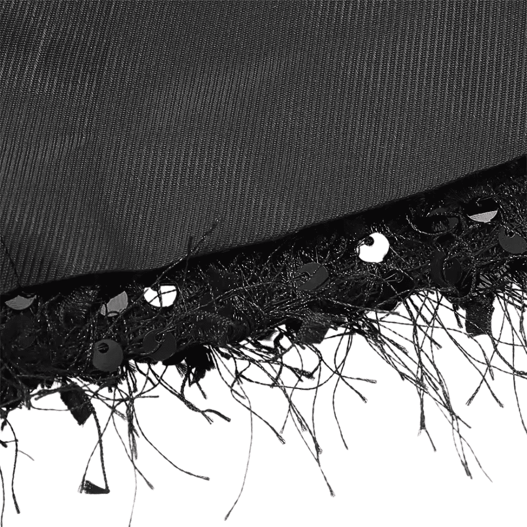 Schwarzes Pailletten-Federtop