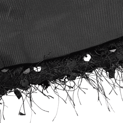 Schwarzes Pailletten-Federtop