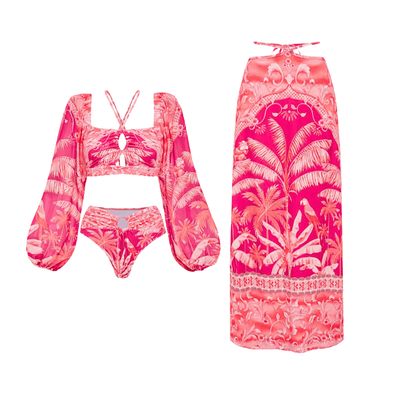 Tropical Palm 3-Piece Swimsuit Set