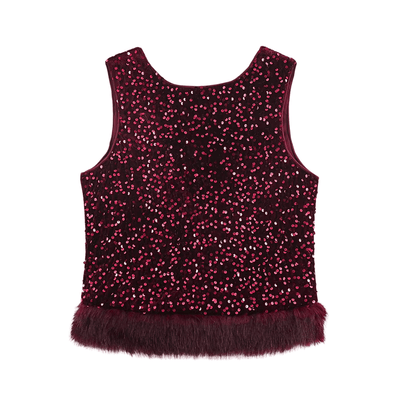 Burgundy Sequin Fur Set