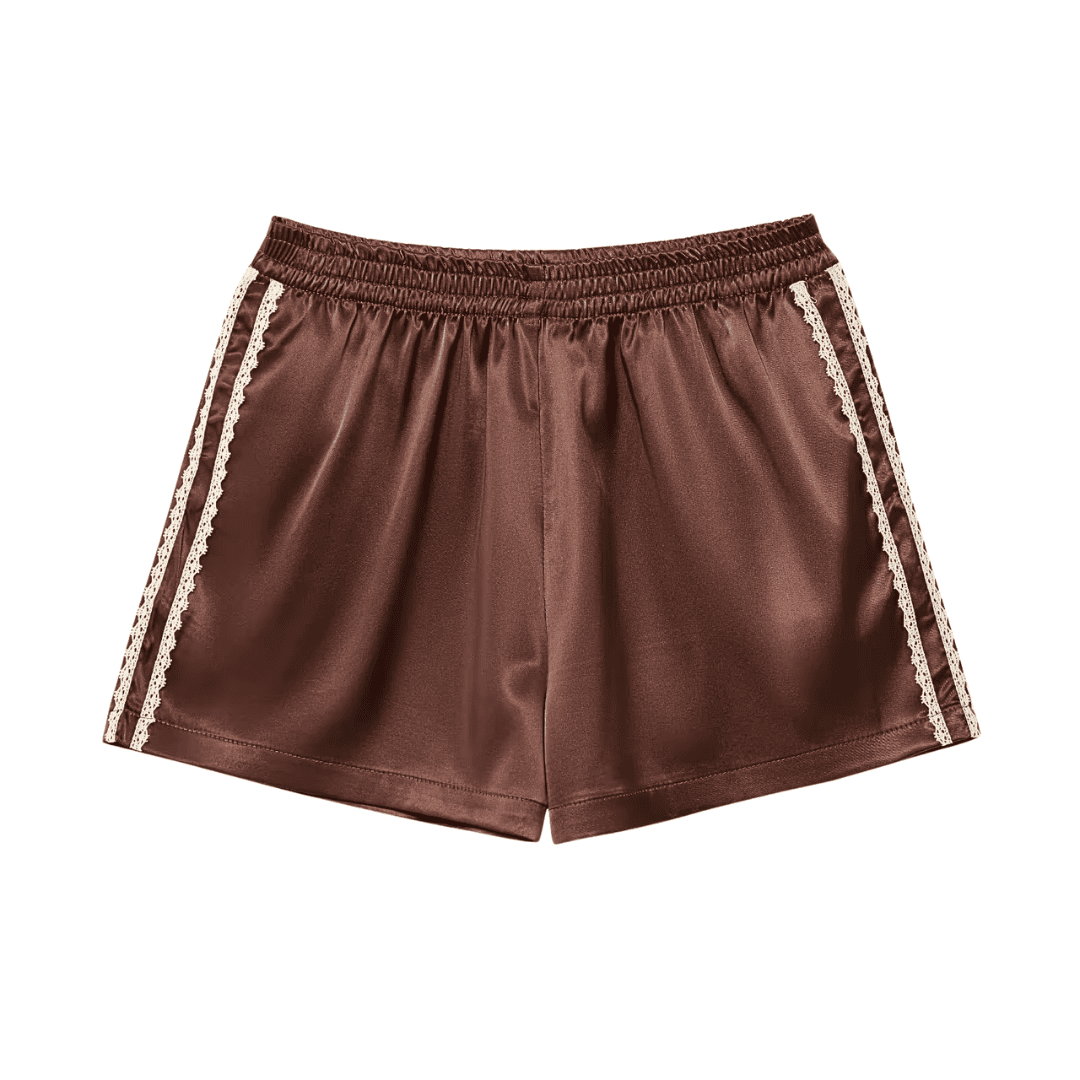 Satin Lace Trim Lounge Shorts