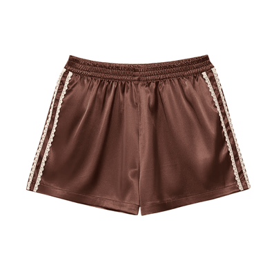 Satin Lace Trim Lounge Shorts