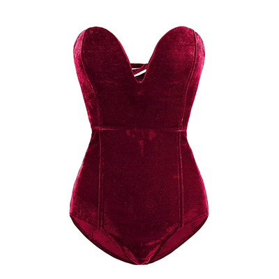 Velvet Plunge Corset Bodysuit