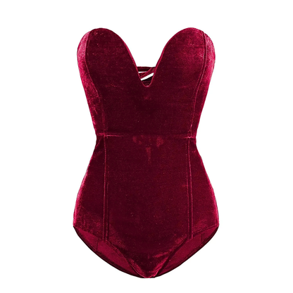 Velvet Plunge Corset Bodysuit
