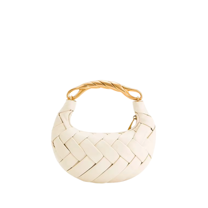 Woven Half-Moon Top-Handle Bag