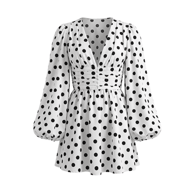 Polka Dot V-Neck Mini Dress