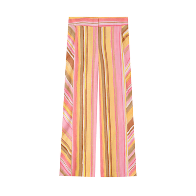 Gestreifte Sommer-Leinenhose (weit geschnitten)
