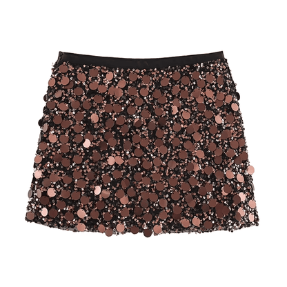 Bronze Sequin High-Waist Mini