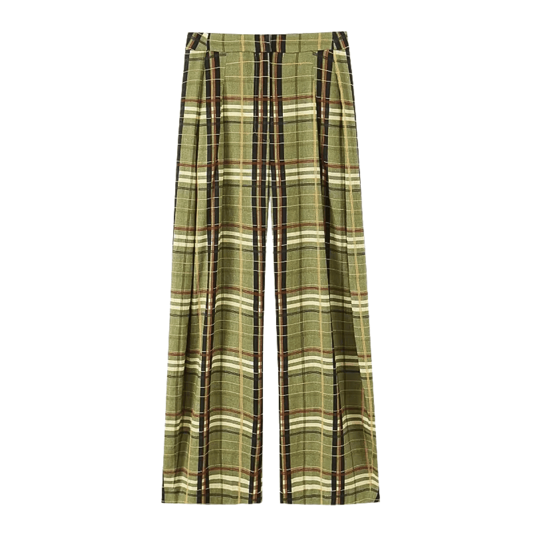 Elegant High Waist Karo Trousers
