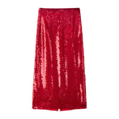 Red Sequin Pencil Skirt