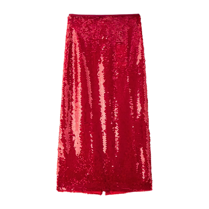 Red Sequin Pencil Skirt