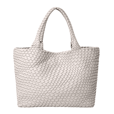 Woven Faux Leather Tote