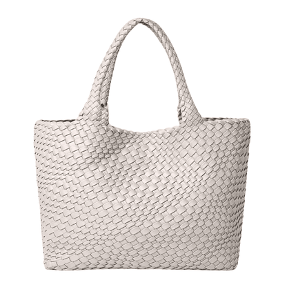 Woven Faux Leather Tote