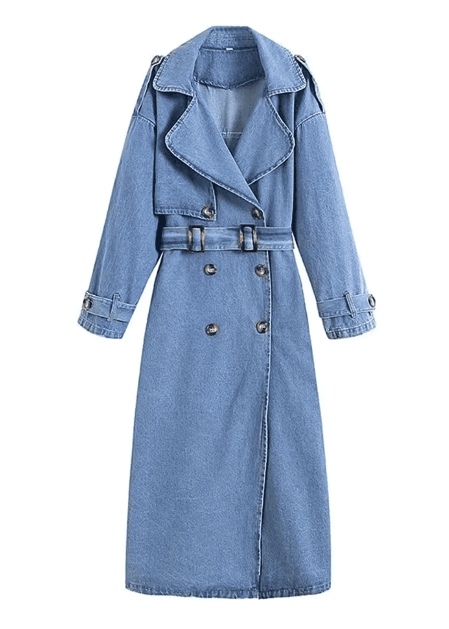 Double-Breasted Denim Trench Coat