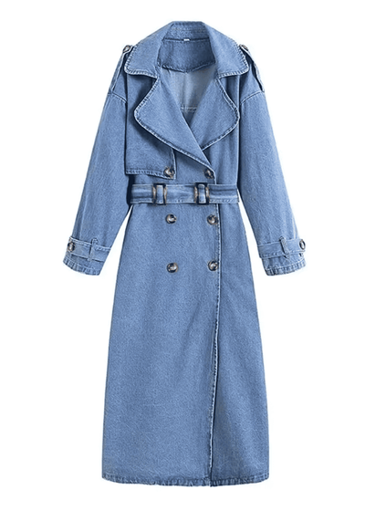 Double-Breasted Denim Trench Coat