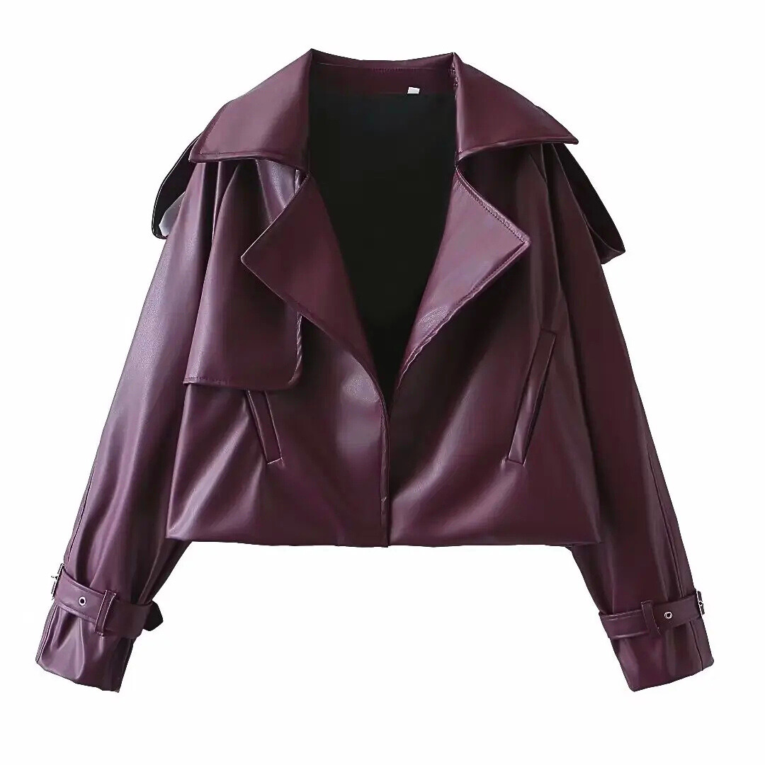 Draped Faux Leather Jacket