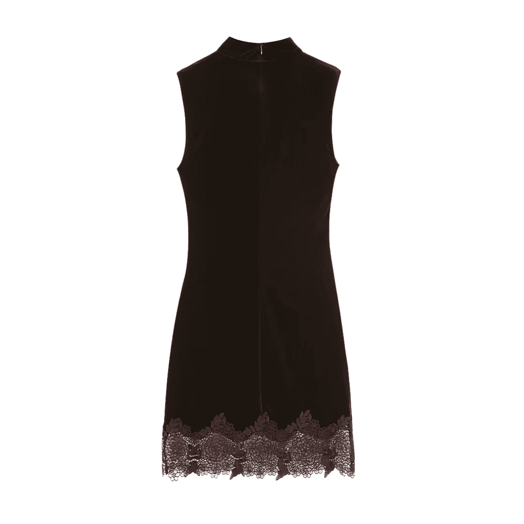 Velvet Mock Neck Lace Dress