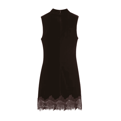 Velvet Mock Neck Lace Dress