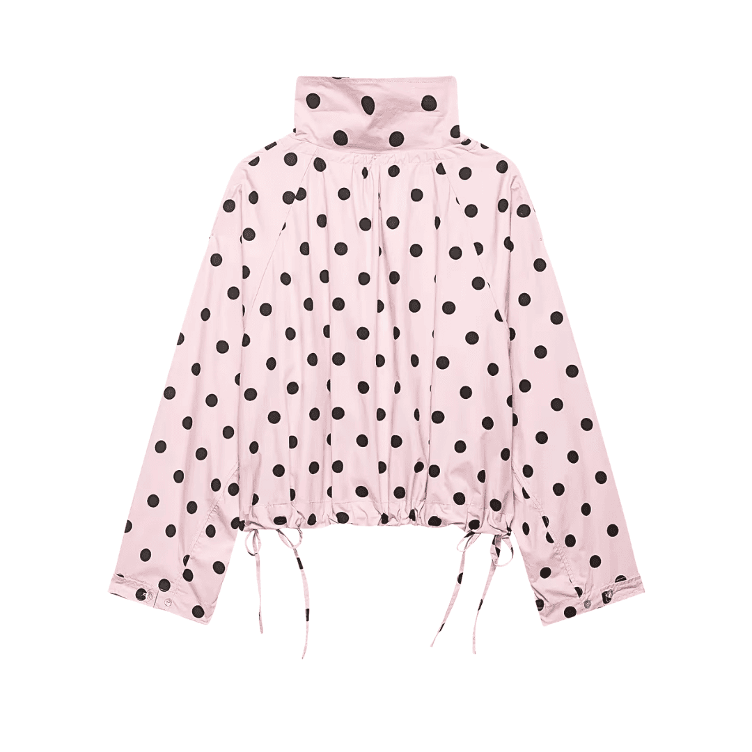 Polka Dot Cropped Lightweight Jacket