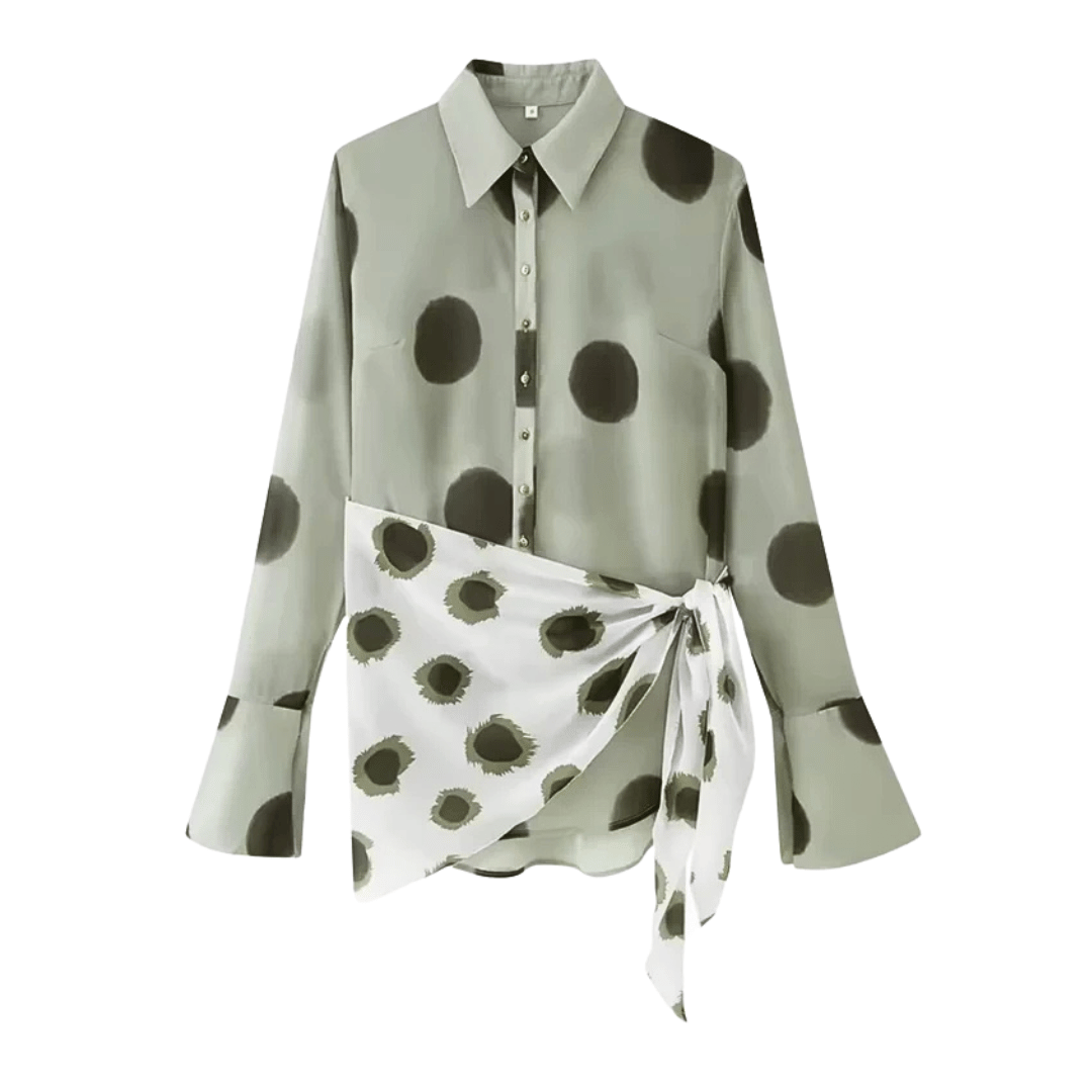 Polka Dot Shirt Dress – Asymmetric Tie Front