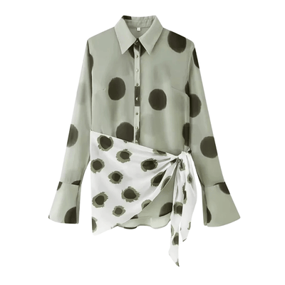 Polka Dot Shirt Dress – Asymmetric Tie Front