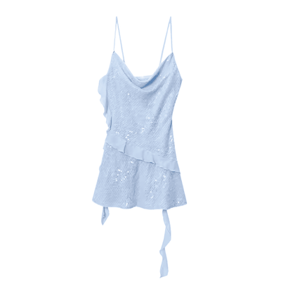 Pailletten-Rüschen-Minikleid