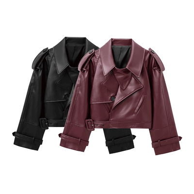 Cropped Faux Leather Jacket