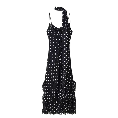 Polka Dot Scarf Maxi Dress