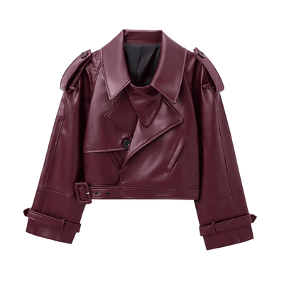 Cropped Faux Leather Jacket