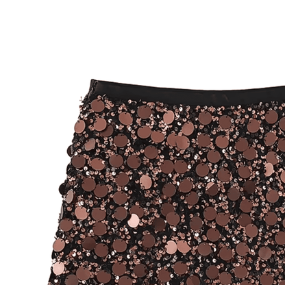 Bronze Sequin High-Waist Mini